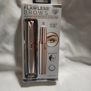 Finishing Touch Flawless Brows Hair Remover 18K Gold Plated w Battery NEW B9